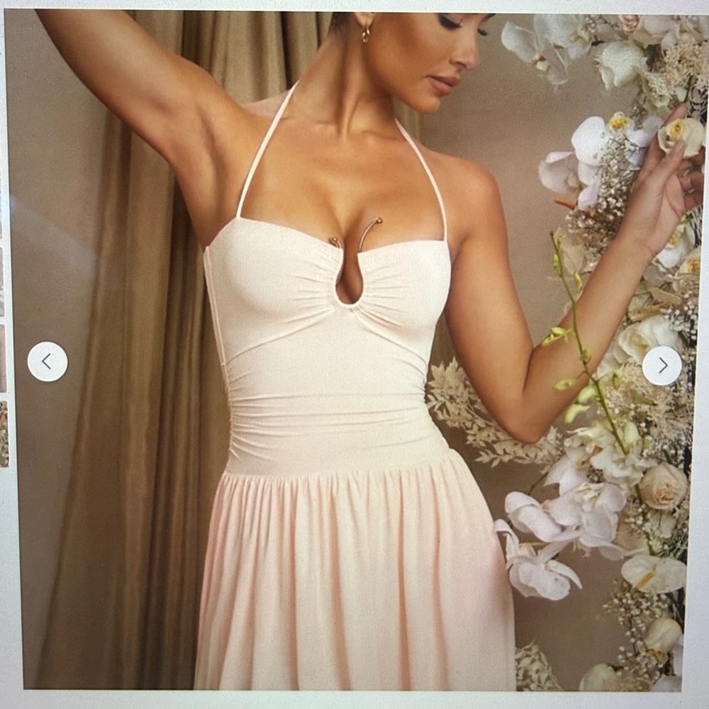 OH POLLY Women's Pink Halter Slip Dress